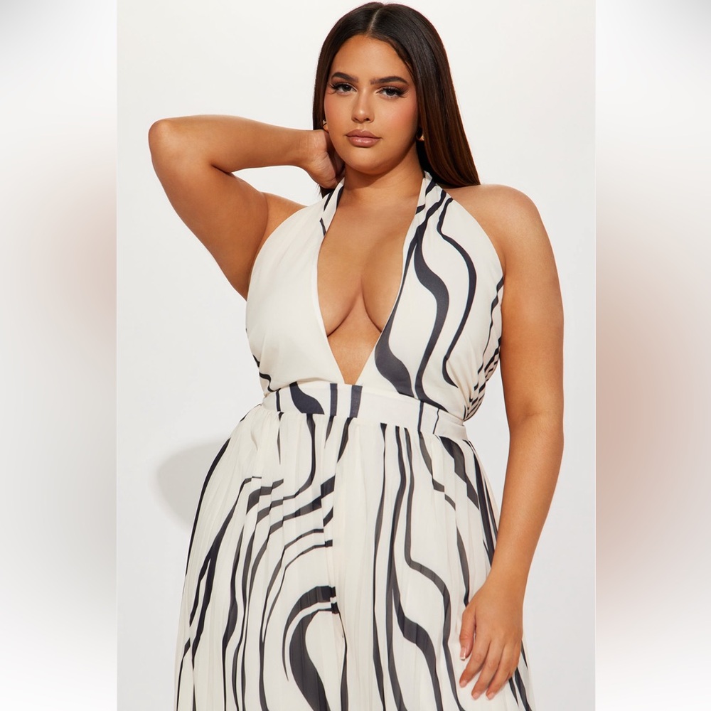 Chic Monochrome Halter Jumpsuit